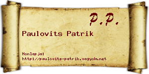 Paulovits Patrik névjegykártya