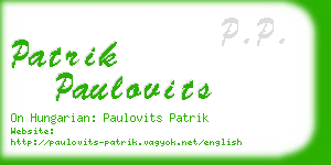 patrik paulovits business card